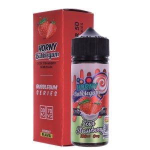 sour strawberry bubblegum 100ml eliquid shortfills by horny bubblegum series