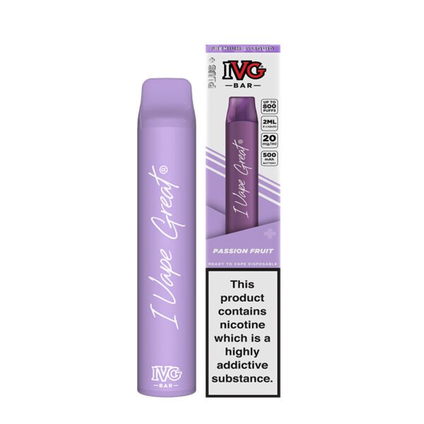 ivg bar plus passion fruit disposable vape pod with box 1