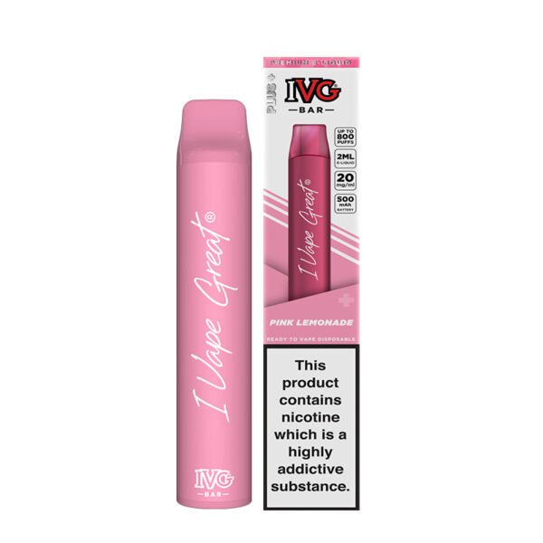 ivg bar plus pink lemonade disposable vape pod with box 1