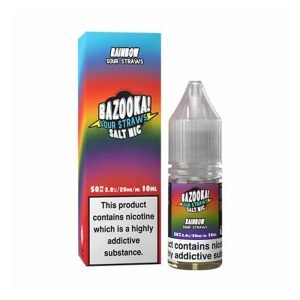 bazooka rainbow sour straws nic salt eliquid 10ml bottle with box