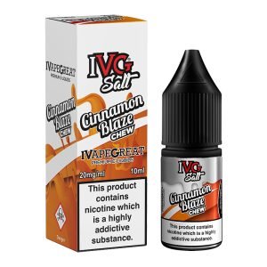 cinnamon blaze chew nicotine salt eliquid bottle with box by i vg salt